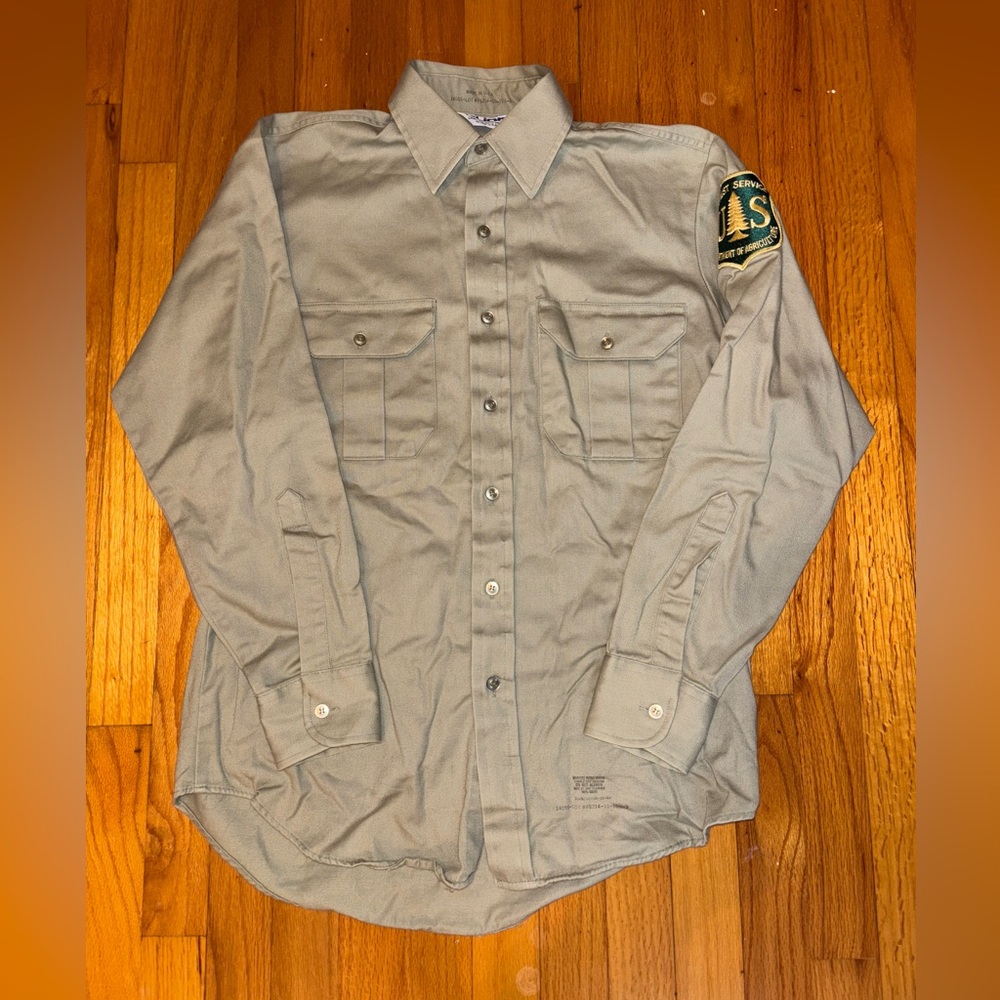 Vintage Lion US Department Agriculture Forest Service Patch Shirt Size ~M